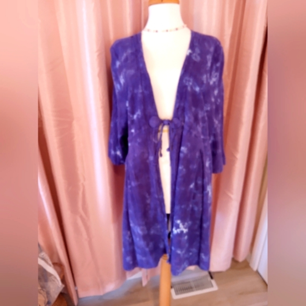 New Dunes Purple Tie Die Jacket Tunic Top size 1X